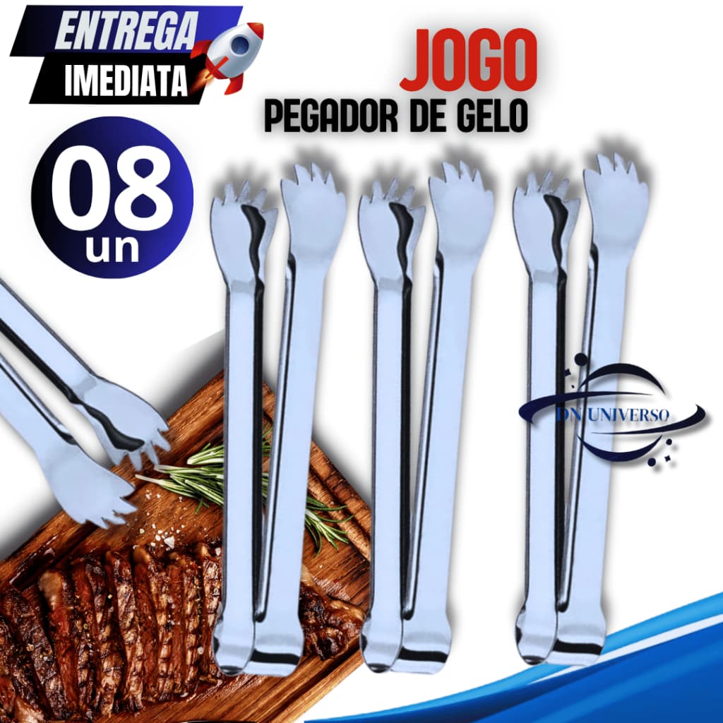 Kit 08 Pegadores de Gelo Em Aço Inox Brilhante Bar Balde Drinks Bebidas Suco e Refrigerante Premium, Qualidade Garantida