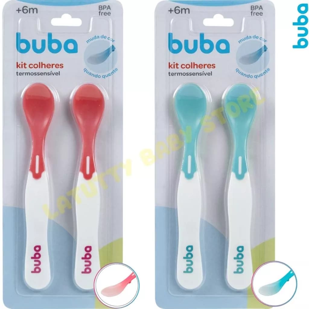 Kit 2 Colheres Buba Termossensivel Alimentação Papinha Bebê Infantil