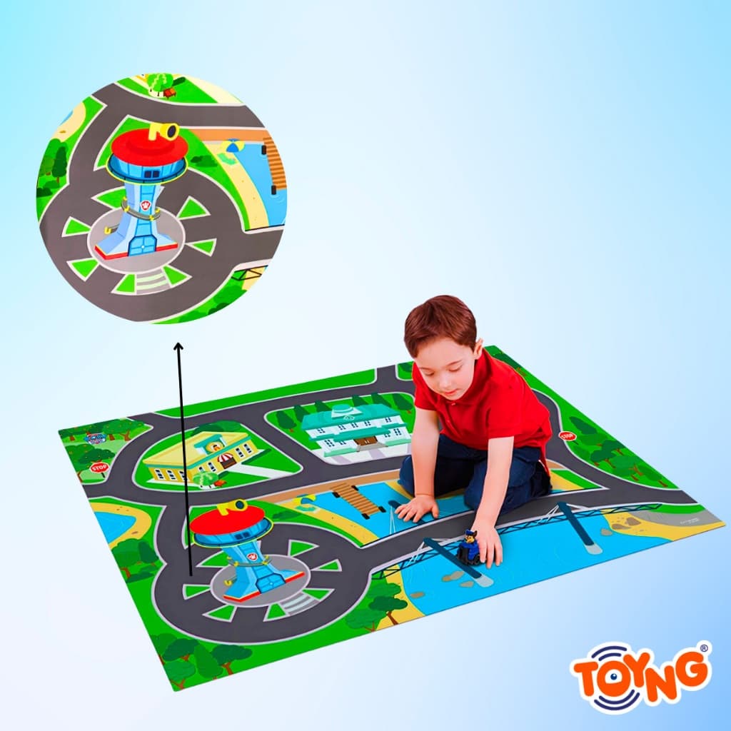 Carrinho Com Tapete Espumado Infantil 90x120cm Para Atividades Patrulha Canina Toyng