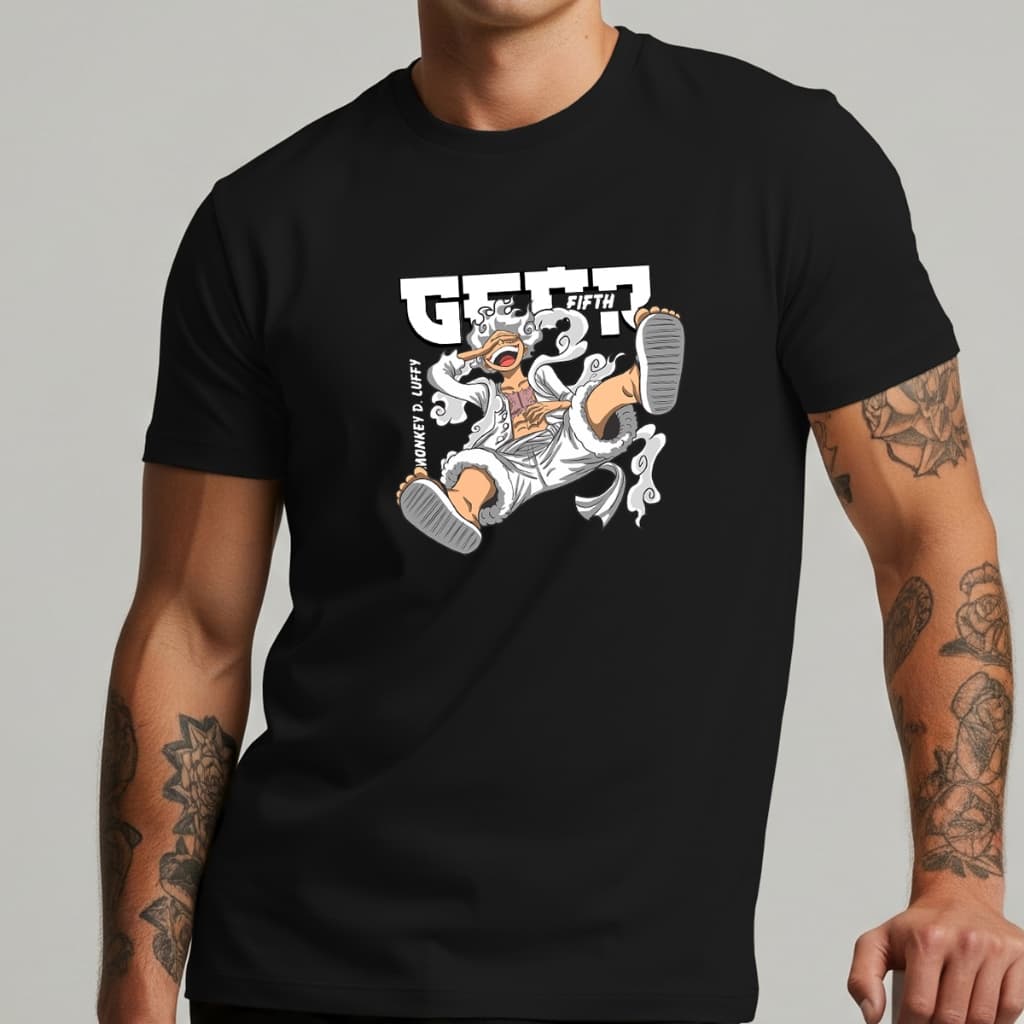 Camiseta Masculina One Piece Luffy Gear 5 Streetwear Casual