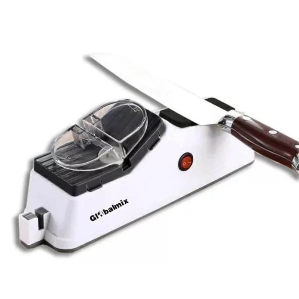 Amolador de Facas e Tesoura Multifuncional Elétrico USB para Cozinha com Tampa Protetora Bivolt
