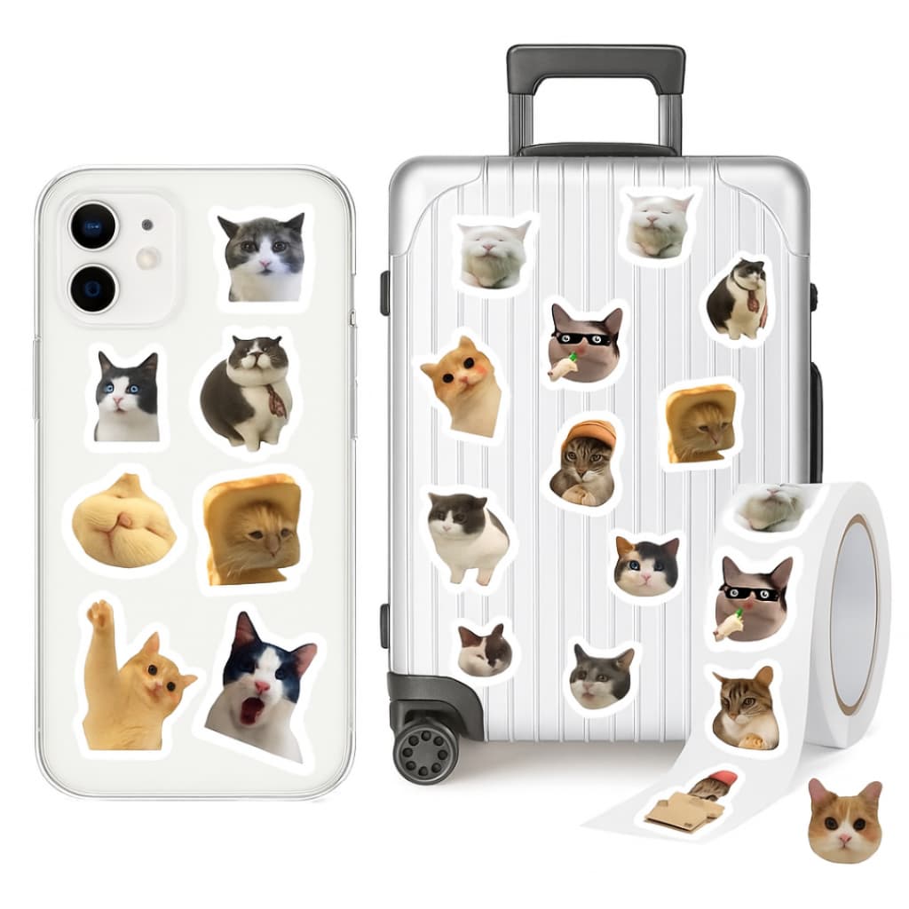 500 Peças Adesivos Gato Engraçado Meme Capa Celular Mala