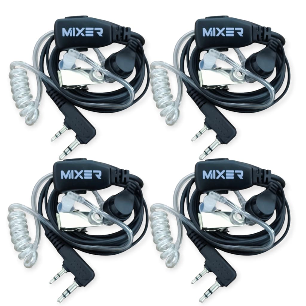 Fone para Rádio Comunicador compatível com Baofeng 777s Uv5r Intelbras Rc3002, In-Ear, Silicone, Preto, Com Fio, 4 Unid