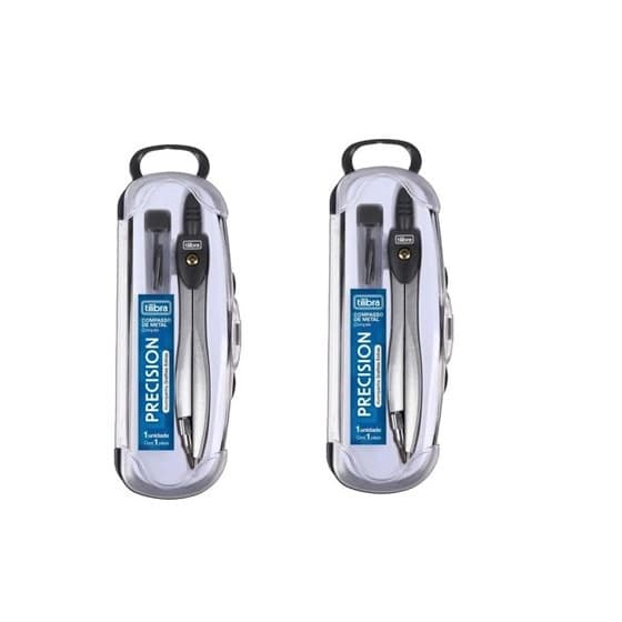 2 UNIDADES DE COMPASSO DE METAL PRECISION  COM GRAFITES EXTRAS TILIBRA