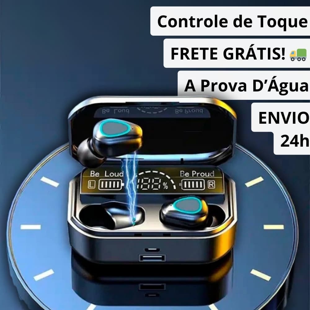 Fone de Ouvido Bluetooth M10 Sem Fio TWS Power Bank 5.1 Estéreo Carregador Display LED À Prova D'água Microfone