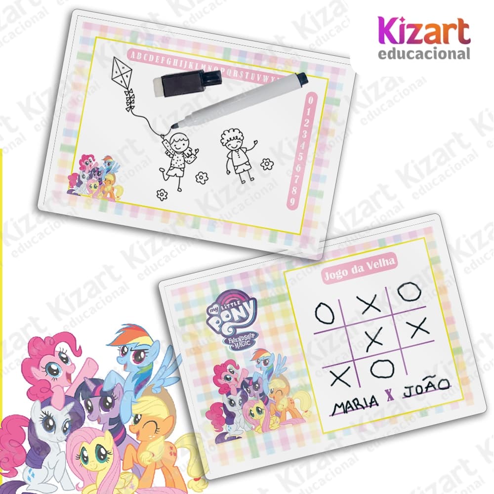 Lousa Mágica + Caneta Com Apagador Lembrancinha Festa Infantil Tema My Little Pony