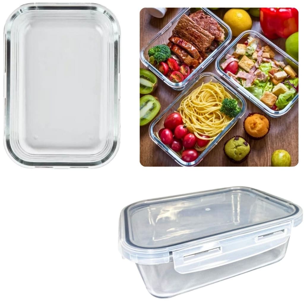Pote Vidro Marmita Hermético Mantimentos Cinza Tampa 1040ml Freezer Forno Microondas