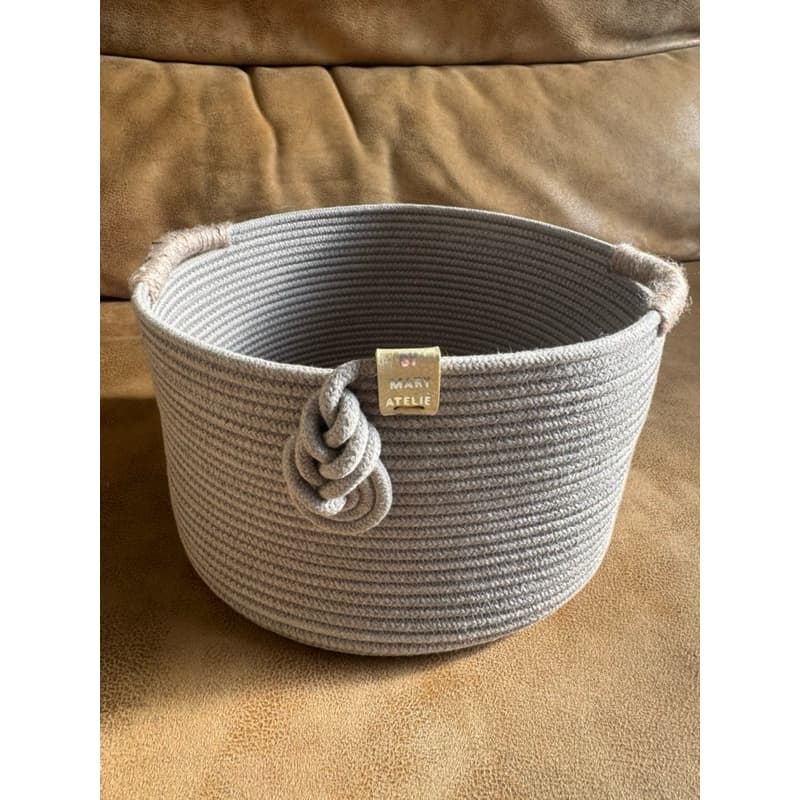 Cesto de Corda Algodão Decorativo 25x25 Organizador com Alça