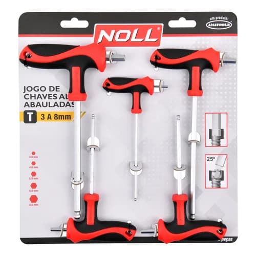 Jogo De Chave Allen T Abaulada De 3 A 8mm Com 5pçs Cr-v Noll