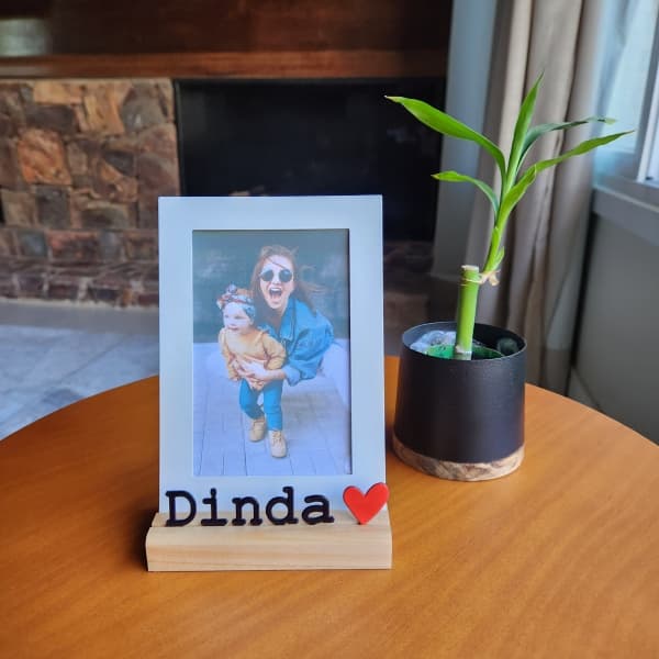 Porta-Retrato Dinda 10 × 15 cm Aço & Madeira Nogueira