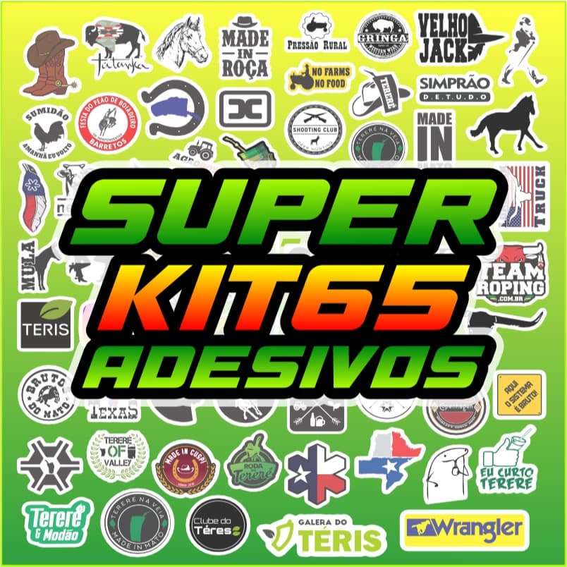 Super Kit 65 Adesivos Sticker Agro Cowboy Chimarrão Tereré Made in Roça Bruto Cavalo Crioulo Variado
