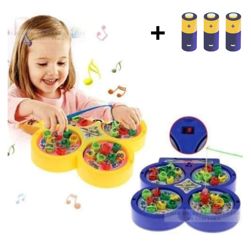 Brinquedo Pega Peixe Pescaria Maluca Com Imã 32 Peixes e 4 Varas