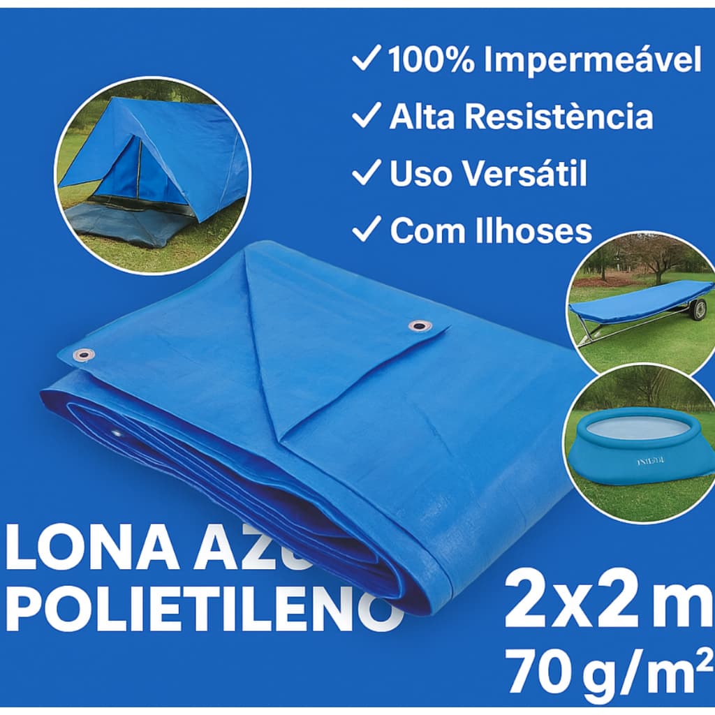 Lona Plastica Azul Para Multiuso(Piscinas,Telhado,Festa,Caminhão) Impermeavel Varios tamanhos