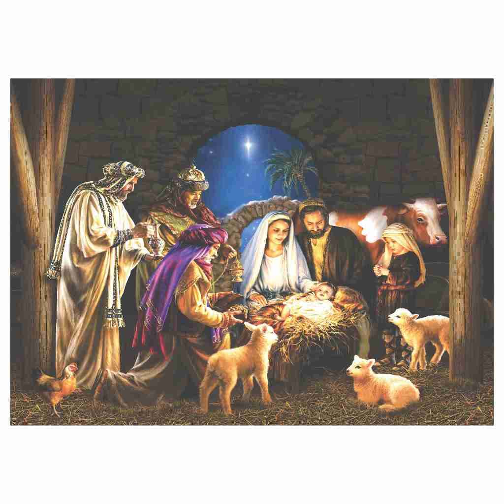 Painel Natal Presépio Fundo Fotográfico Natal 2,20x1,50 Painel Jesus Natal Igreja Presépio em Tecido