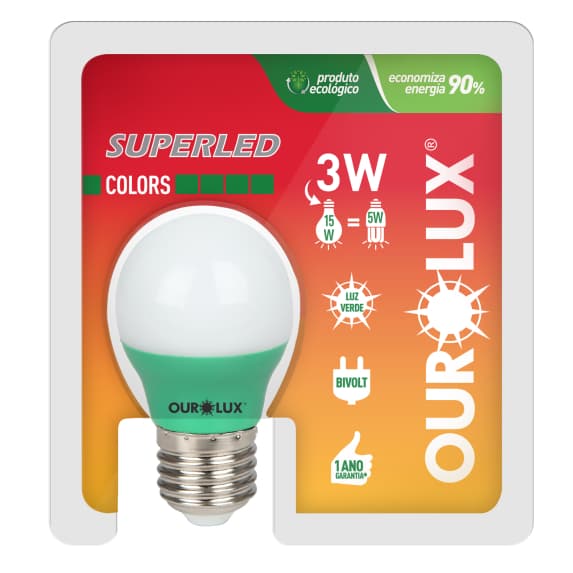 Lâmpada Bolinha 3W Bivolt Verde