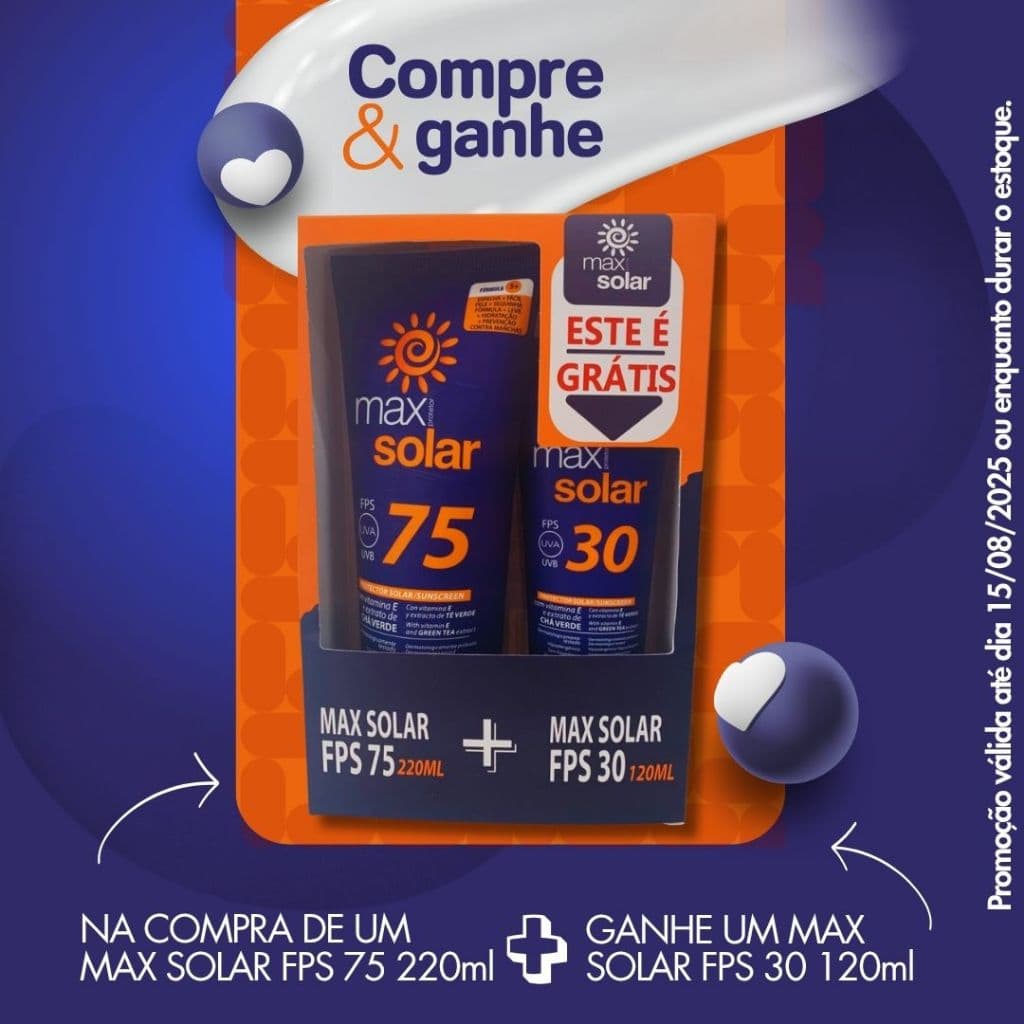 KIT PROTETOR SOLAR MAX SOLAR FPS 75 220ML + PROTETOR SOLAR MAX FPS 30 120ML