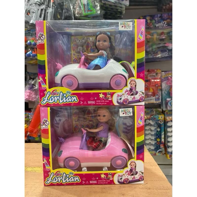 Boneca com Carrinho Unicórnio + Gatinho e Adesivos –Brinquedo Infantil Miki Toy