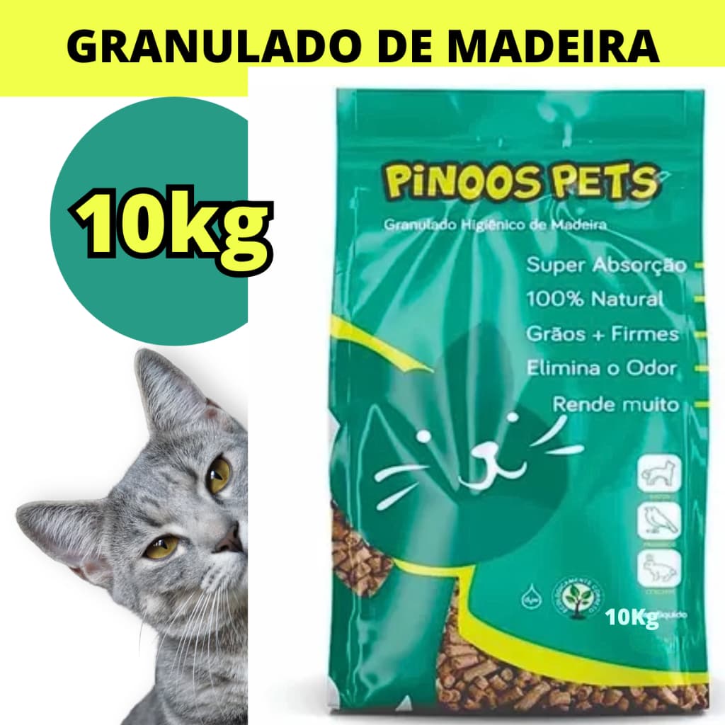 Granulado Higienico De Madeira Para Gatos 10kg