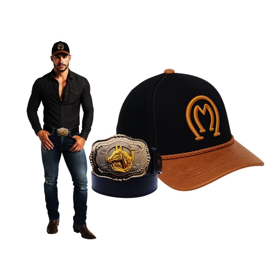 Boné Country MASCULINO + Cinto Fivela Rodeio Cowboy Sertanejo Unissex