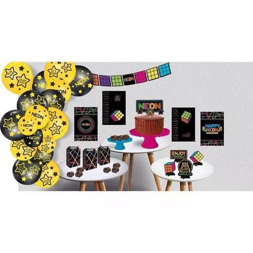 Kit Festa Neon 89 Peças • Decoração Completa Aniversário • Colorido e Divertido • Pronta Entrega