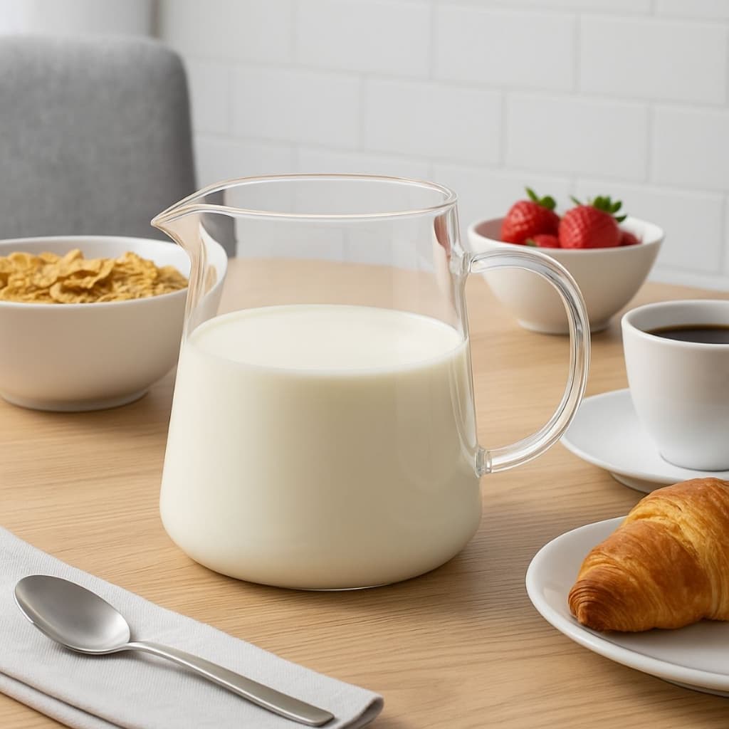 Jarra de Vidro 500ml para Leite, Chá ou Café – Moderna, Transparente e Ideal para o Dia a Dia