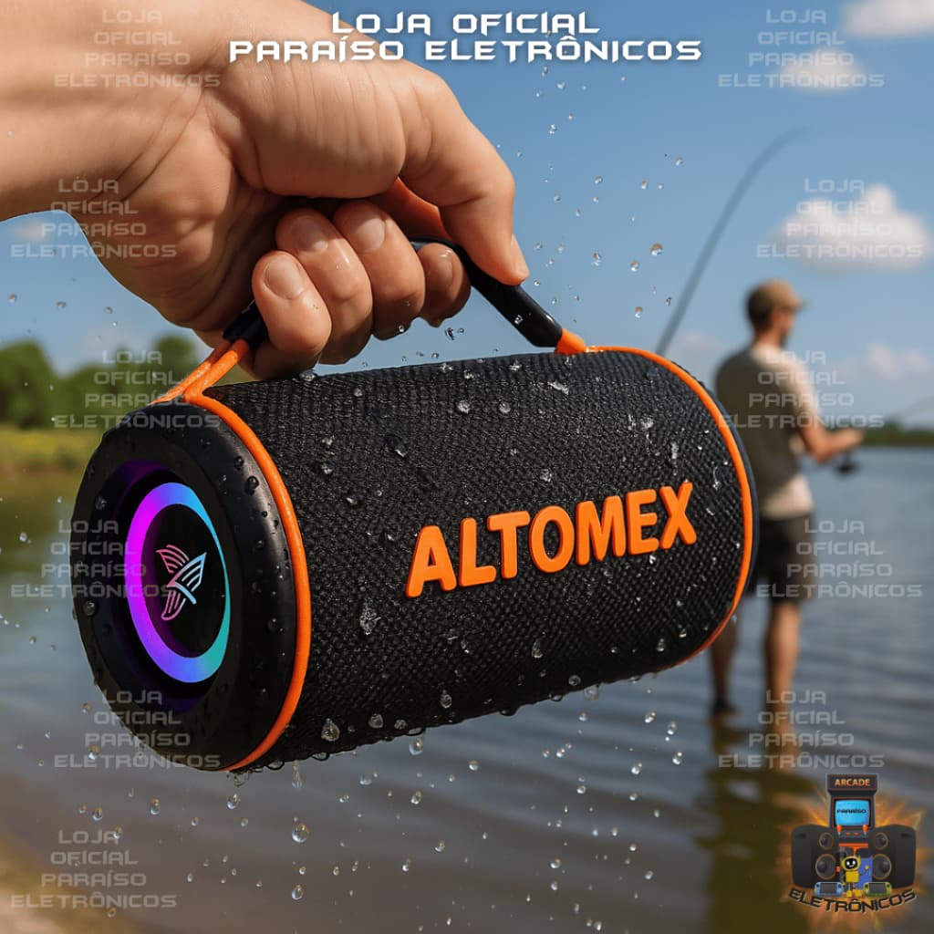 Caixa de Som 30W Portátil GRAVE POTENTE Bluetooth Á PROVA D'ÁGUA IPX6 TWS LED - ALTOMEX