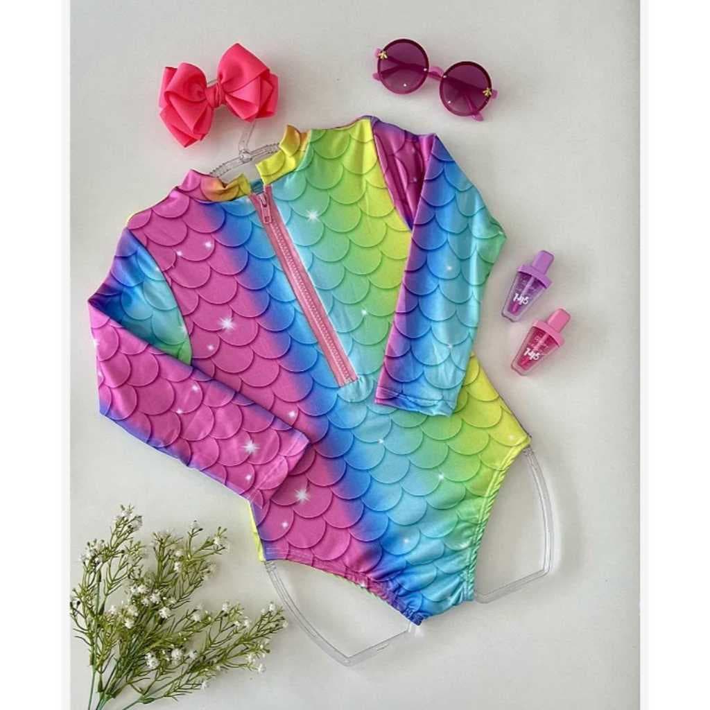 Maiô Infantil Natação Manga Longa com Proteção Solar UV – Praia Piscina