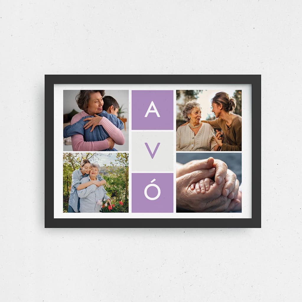 Quadro Avó Mosaico 4 fotos Presente Decorativo Dia dos Avós