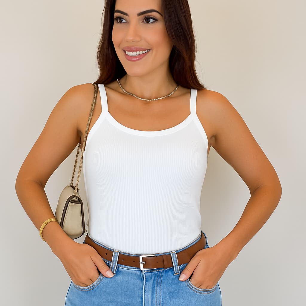 Blusa Feminina Alcinha Regata Moda Feminina T - Shirt Confortavel Fresquinha Dia A Dia