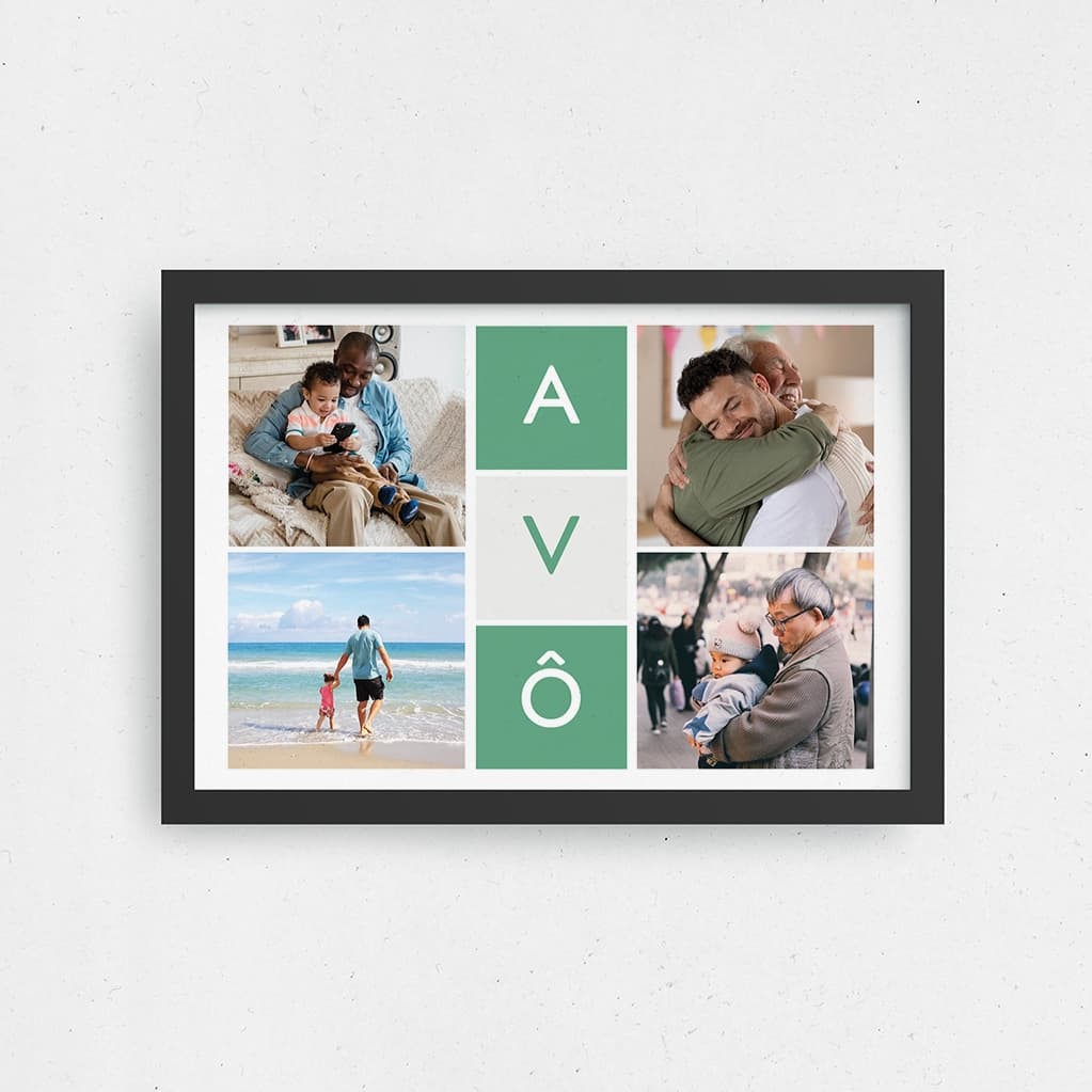 Quadro Avô Mosaico 4 fotos Presente Decorativo Dia dos Avós
