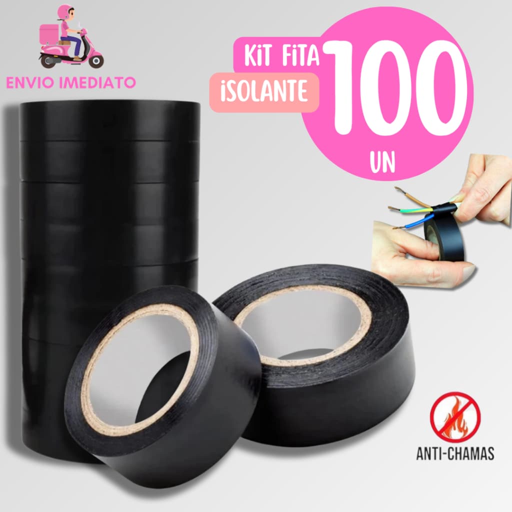 100 Fitas isolante Antichama Preta para Eletricista uso Geral Domestico e Industrial - 5m