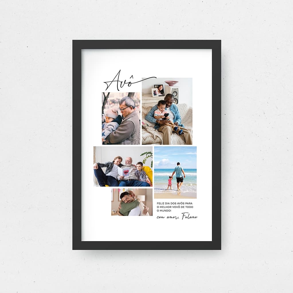 Quadro Avô 5 Fotos Avós Dedicatória Quadro Personalizado Avô