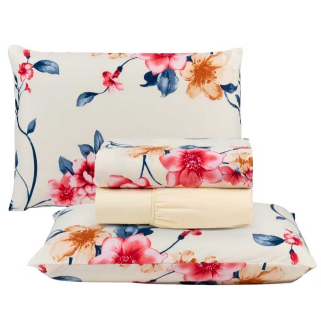 Jogo de Lençol Cama Queen 3 Peças Estampado Micropercal 400 Fios Black Friday