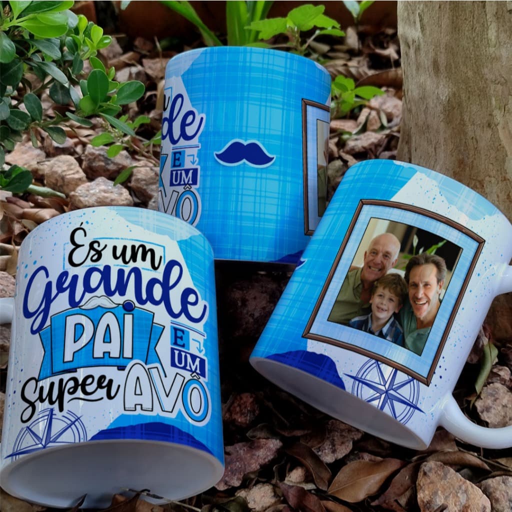 CANECA ÉS UMA GRANDE PAI E UM SUPER AVÔ COM SUA FOTO PERSONALIZADA - DIA DOS AVÓS - DIA DOS PAIS