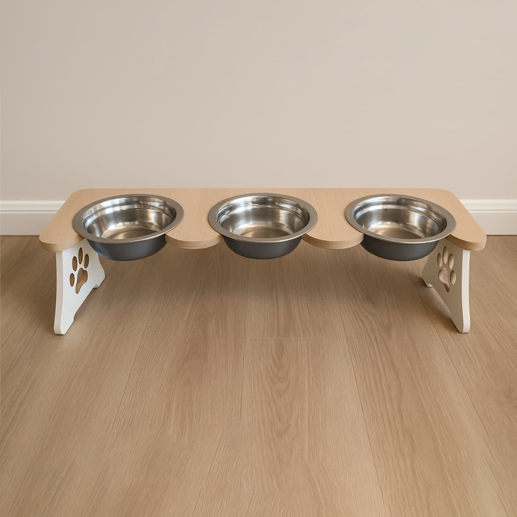 COMEDOURO SUSPENSO INOX TRIPLO CACHORROS E GATOS ANIMAIS DOMESTICOS BEBEDOURO ERGONOMICO