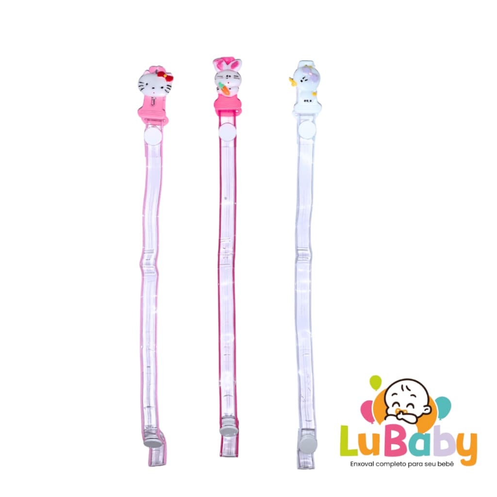 Kit com 3 Prendedores de Chupeta Silicone Sortidos