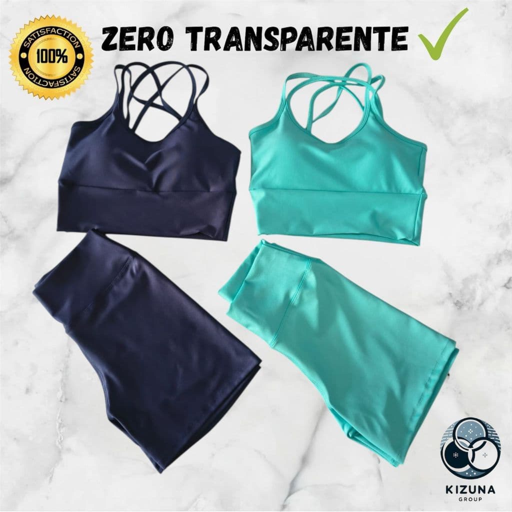 Kit 2 Conjuntos Fitness Feminino Top e Short | Bojo Removível | Zero Transparente moda atual