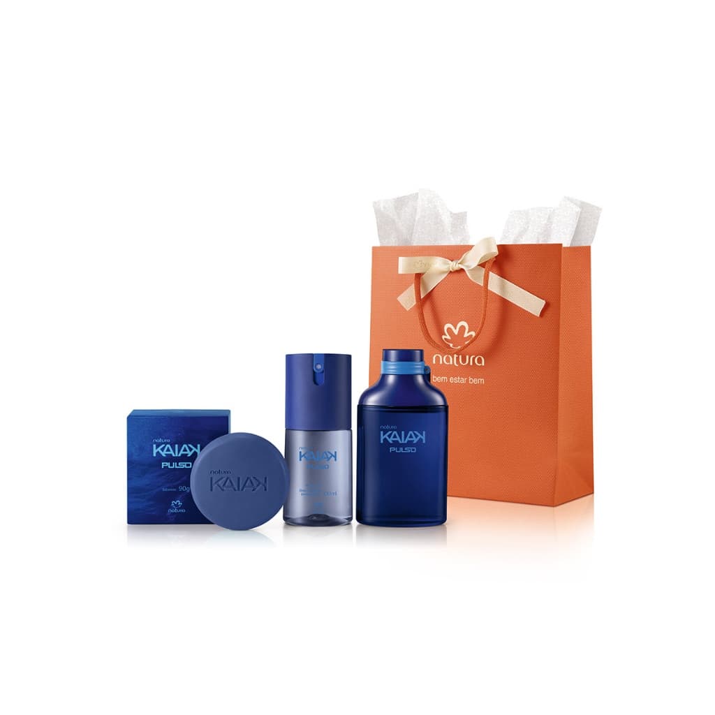 Presente natura kaiak pulso kit pai colônia masculino 100 ml desodorante corporal sabonete em barra 90 gramas e sacola