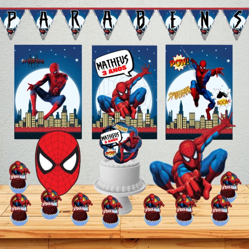 kit festa só um bolinho - HOMEN ARANHA - SPIDERMAN - topo de bolo - mesversário