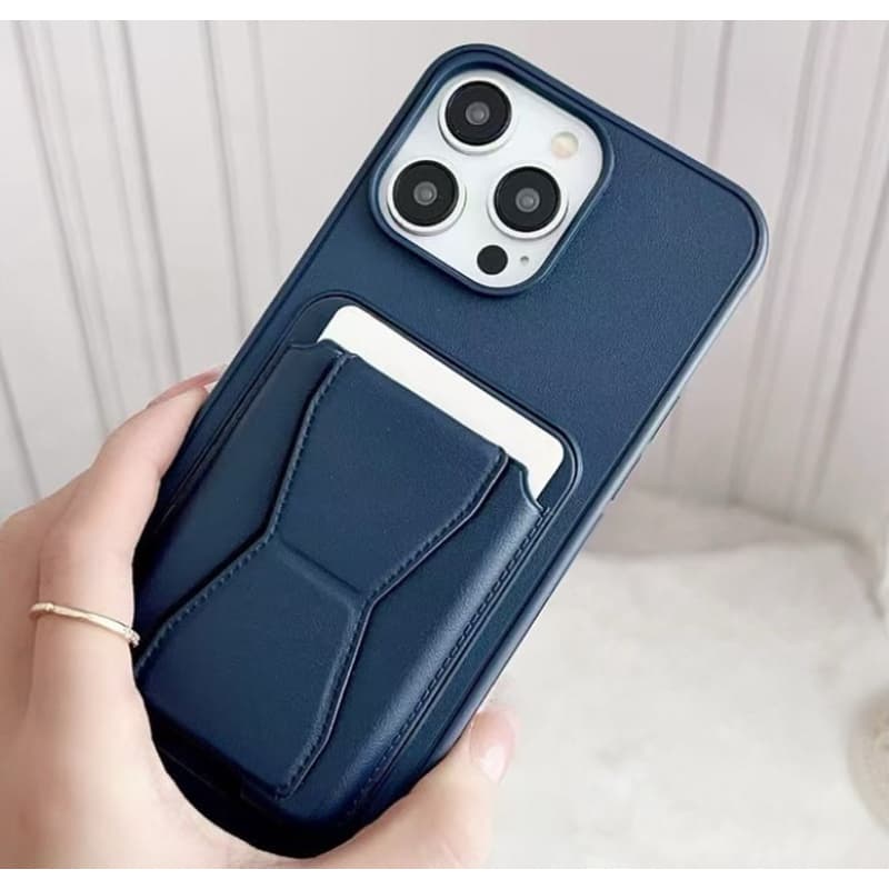 Capa tipo couro Com suporte + porta cartão Luxo Capinha de alta qualidade Courino