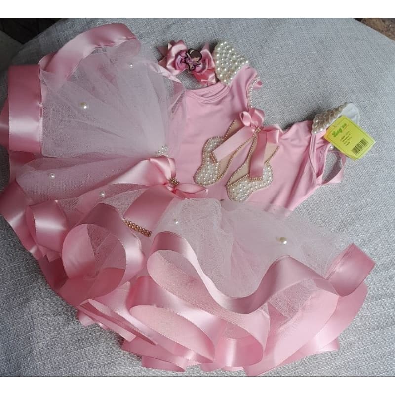 Conjunto tutu fantasia bailarina rosa