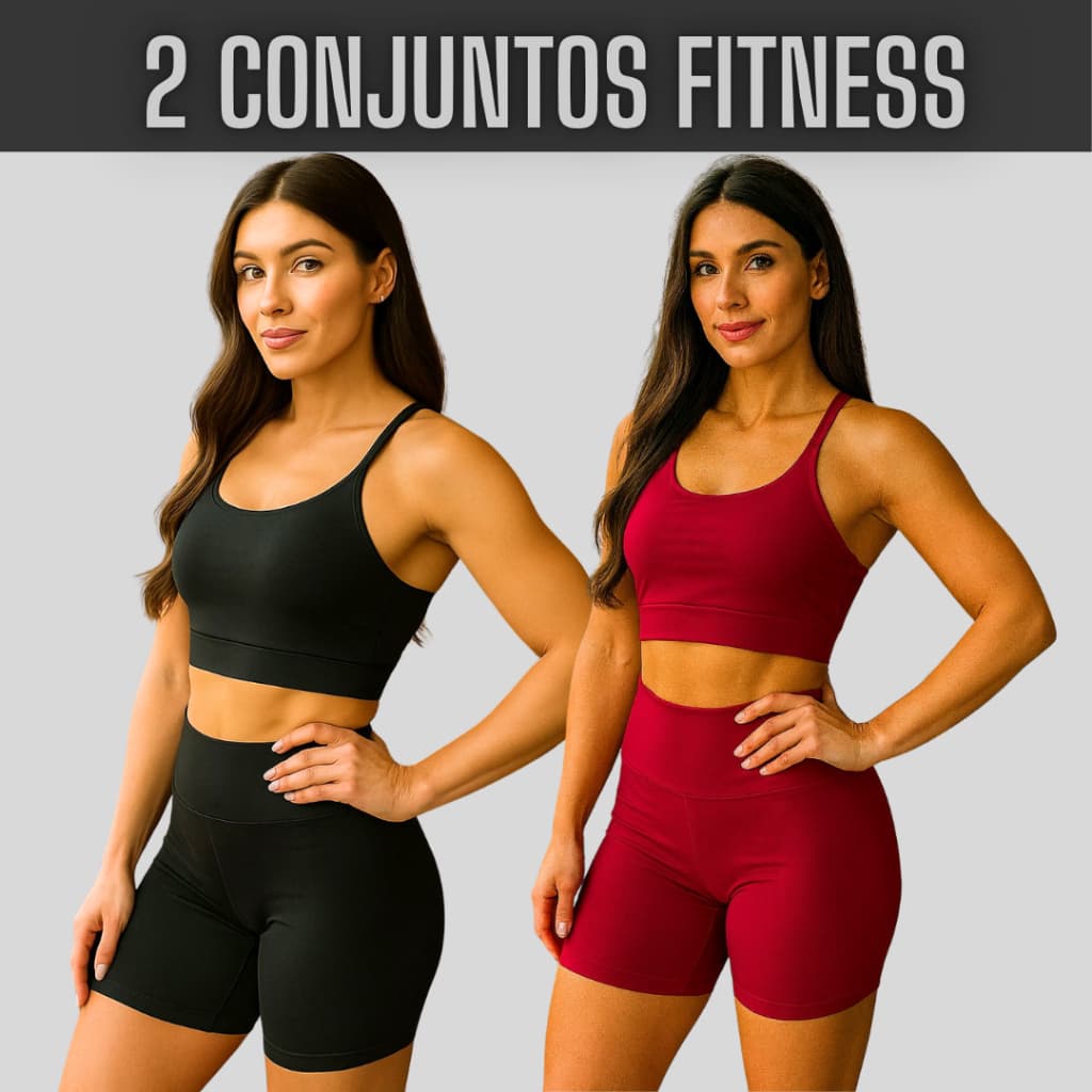 Kit 2 Conjunto Fitness Short e Top Feminino Básico Academia Sem Transparência