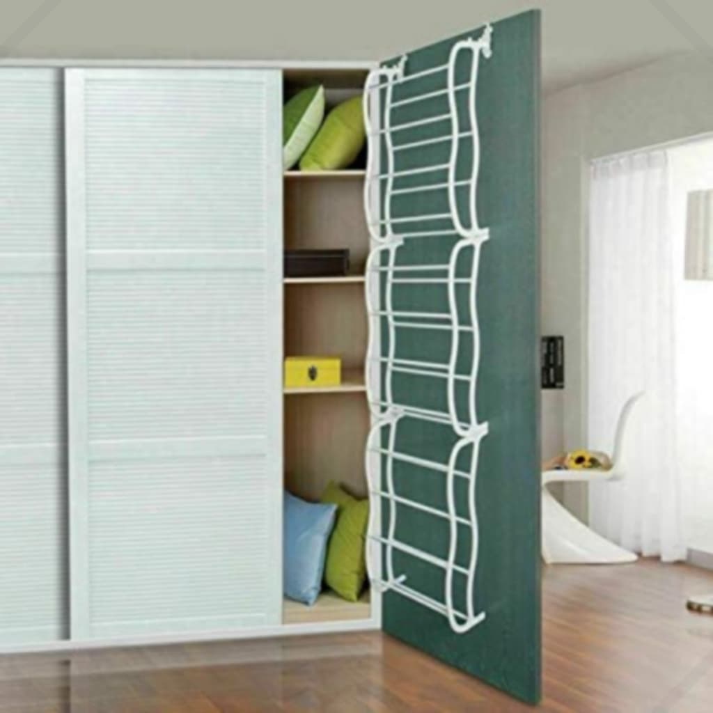 Sapateira Vertical de Parede e Porta para 36 Pares Branca/Preta