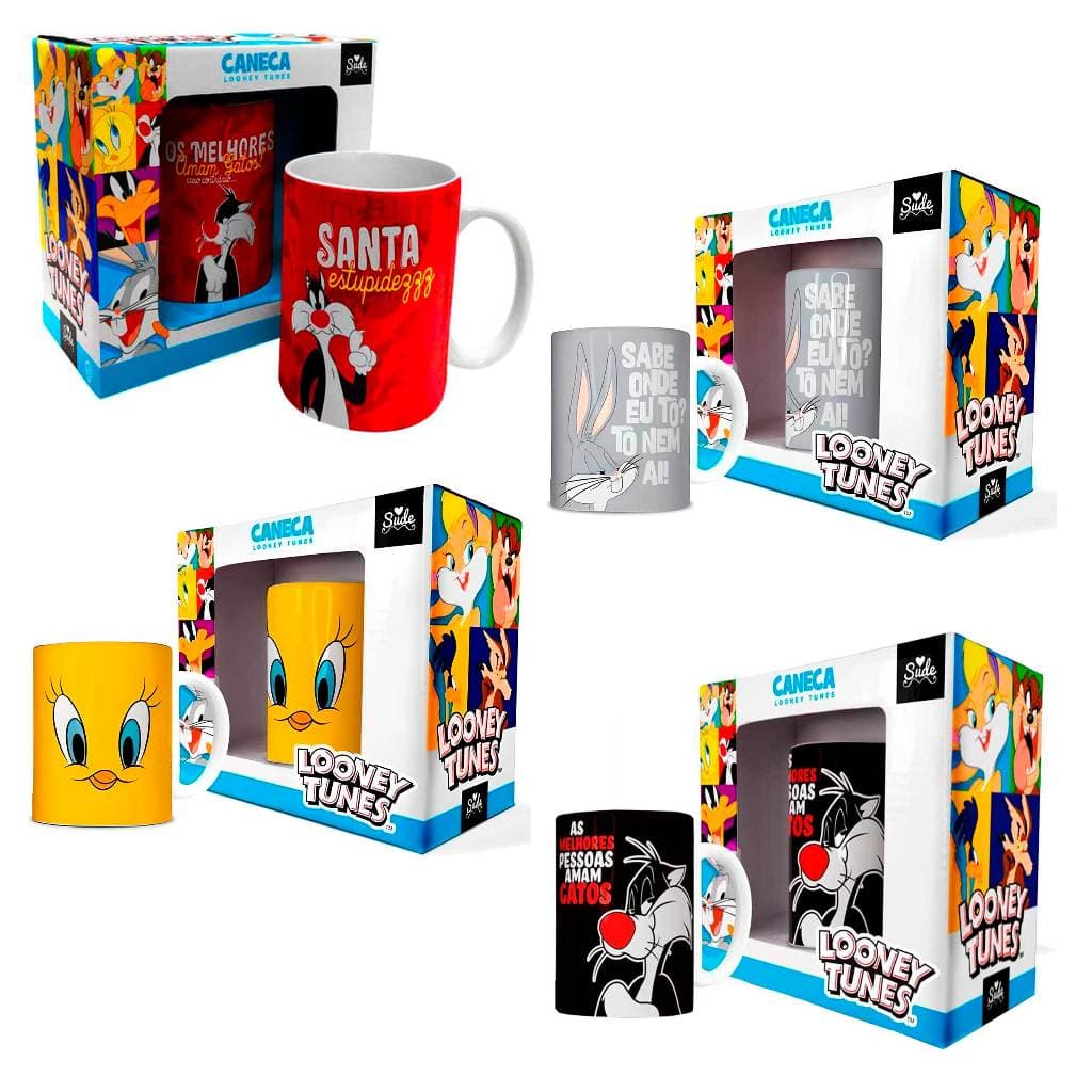 CANECA PORCELANA 330ML TURMA LOONEY TUNES LICENCIADA WB