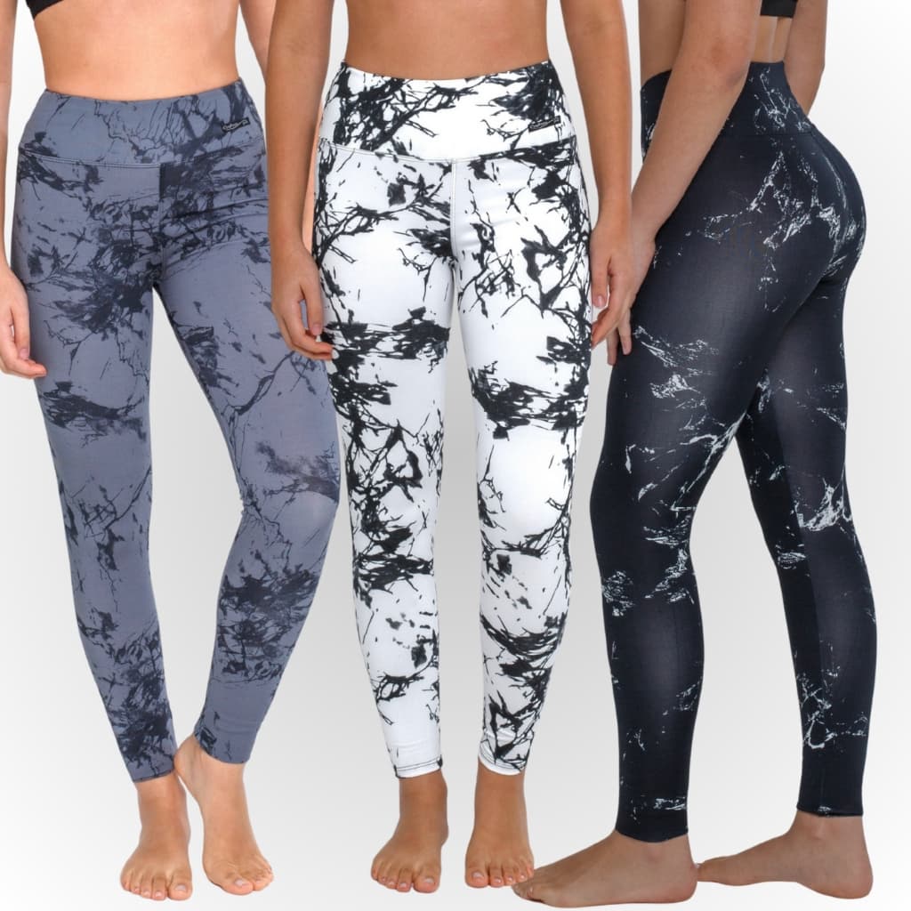 Calça Legging Tie Dye Marmorizada Feminina Cintura Alta Zero Transparência Estilosa Confortável