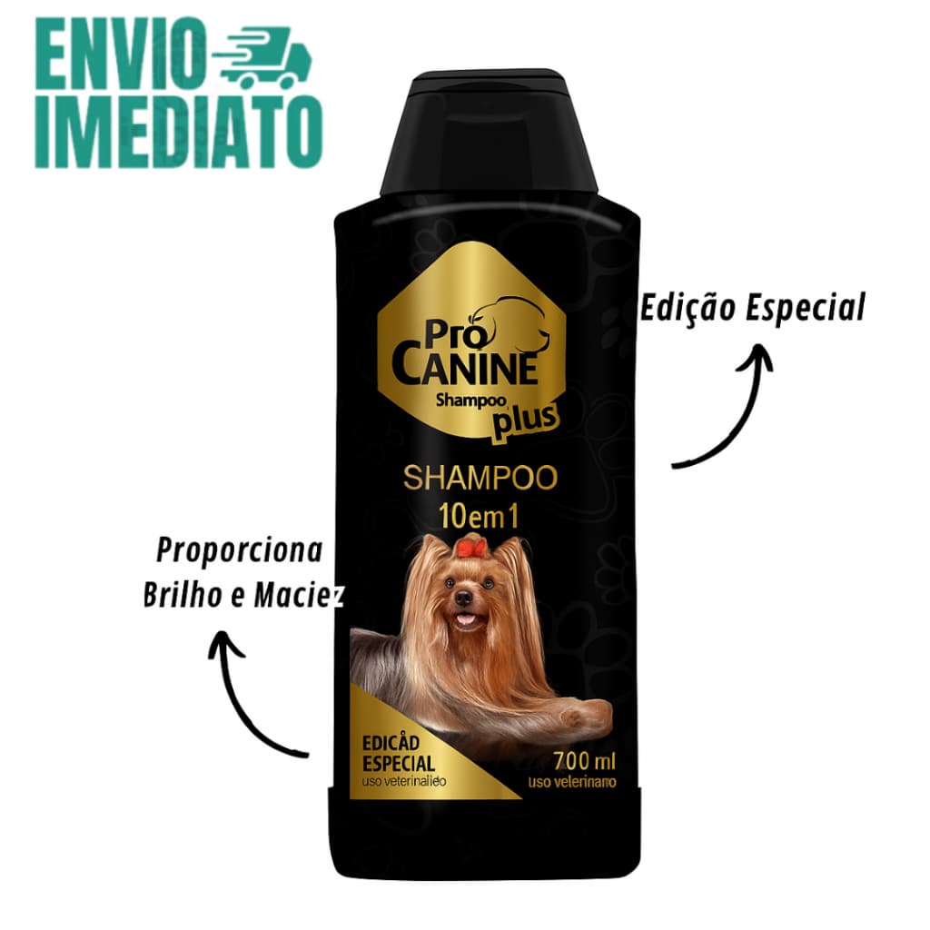 Shampoo para Cachorro 10 em 1 PróCanine 700ml –Brilho, Maciez Cuidado Profissional em Uma Só Fórmula