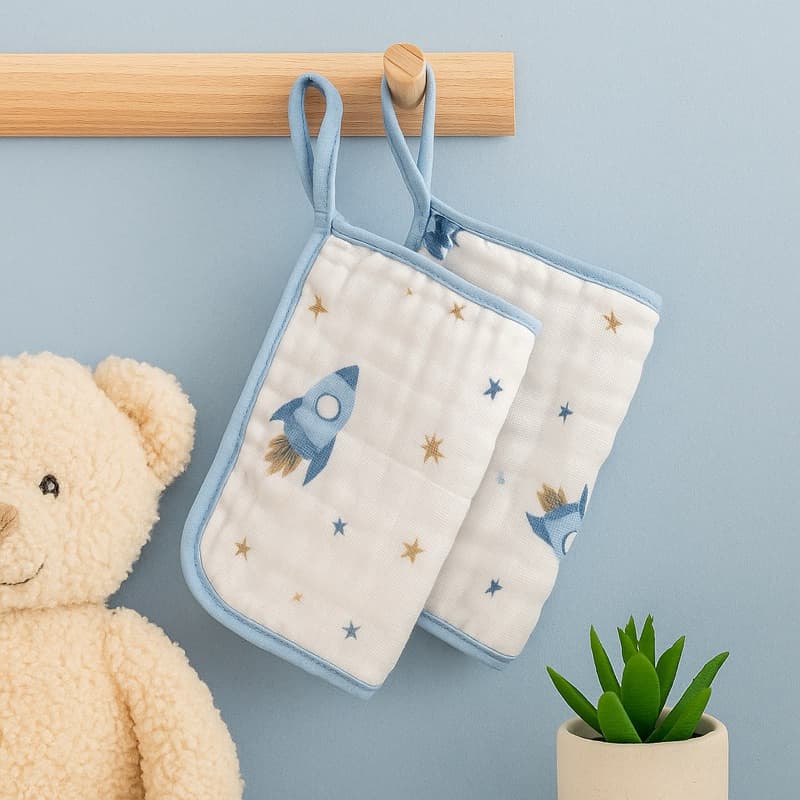 Pano de boca Toalha Babete Fraldinha Fralda Enxoval Macio Soft com Prendedor de Chupeta 2 Unidades Baby