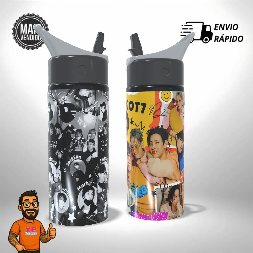 Garrafa Squeeze Personalizado - GOT7 KPOP Exclusiva - Escolar Alumínio