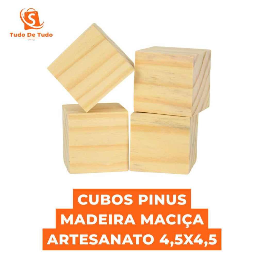 Cubo de Madeira Pinus Maciço 4,5x4,5cm Artesanato, Brinquedo Educativo, DIY, Decoração Infantil
