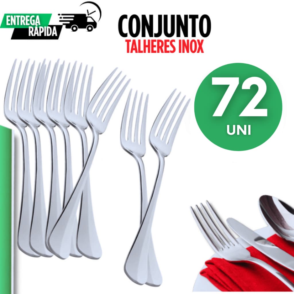 Jogo 72 Garfos Talher Inox – Talheres Perfeitos para Restaurante, Buffet e Cozinha